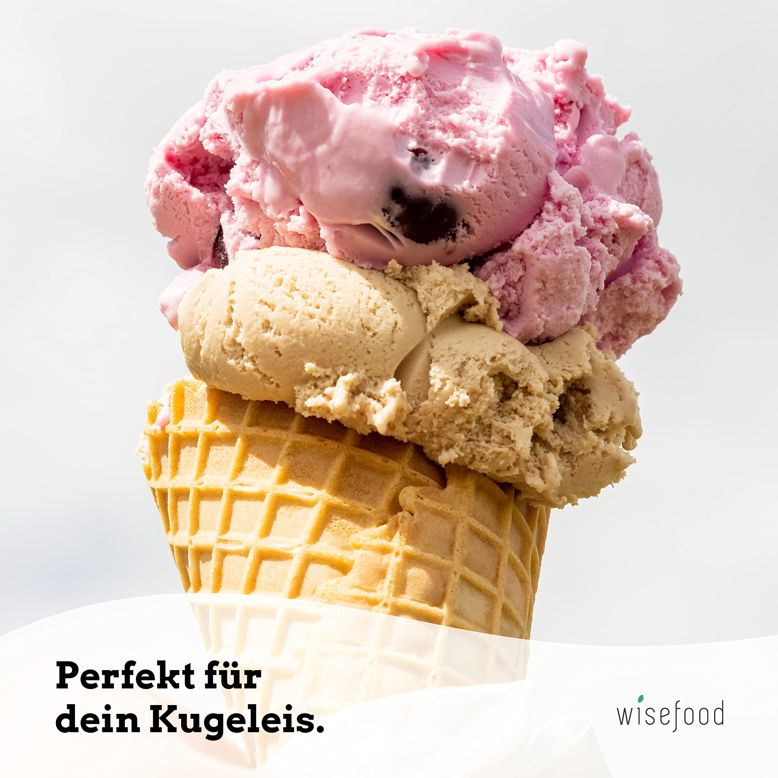 wisefood Eiswaffel - 20 Süße Eistüten ohne Rand Ø 50mm perfekt für Softeis - essbare und knusprige Softeiswaffel - Alternative zu Plastik Eisbechern