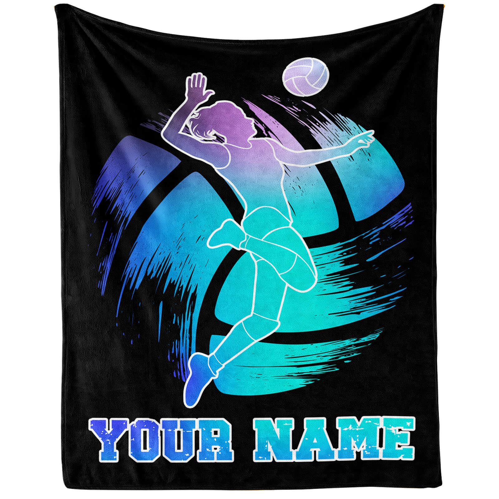 Homieblanket Custom Volleyball Blanket with Name for Women, Personalized Cool Volley Ball Themed Design Printed Throw Blankets for Teens Adults Lap,