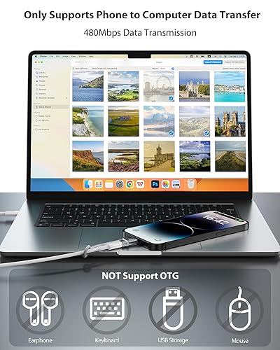 Miniatura 10 de Certificado MFi Adaptador USB C a Lightning, adaptador tipo C a Lightning, compatible con carga rápida PD de 36 W, compatible con iPhone, iPad, gris