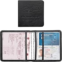 Vista 22 de Kewucn Soporte para registro y seguro de automóvil, organizador de cuero para guanteras con cierre magnético, estuche de accesorios