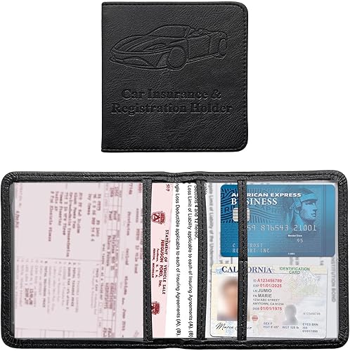 Soporte para tarjetas de registro y seguro de automóvil, organizador de guanteras de cuero de alta calidad, cierre magnético, soporte para