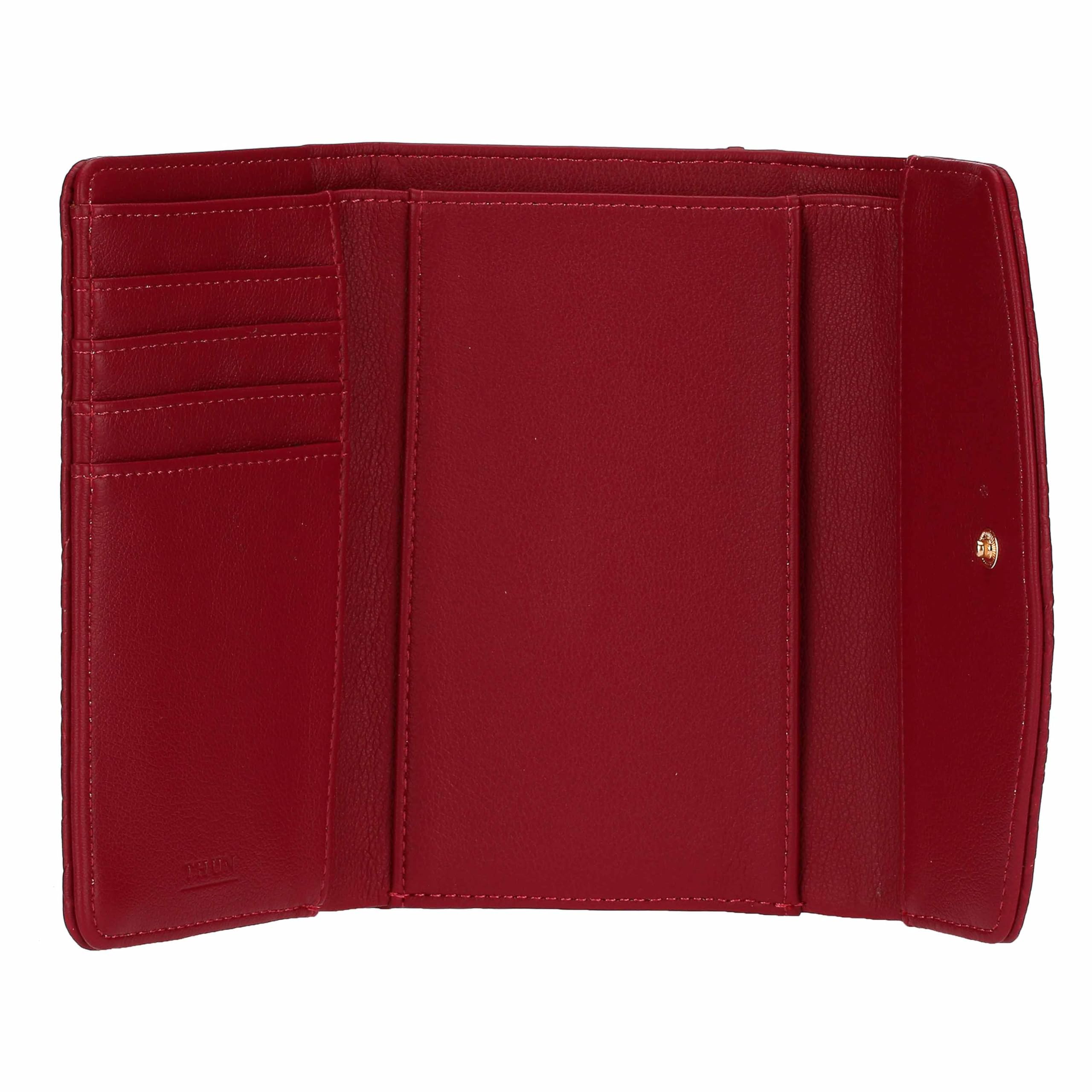 THUN - Portafogli con chiusura bottone in ecopelle bordeaux, 16x10,5 cm, collezione Sempre con me