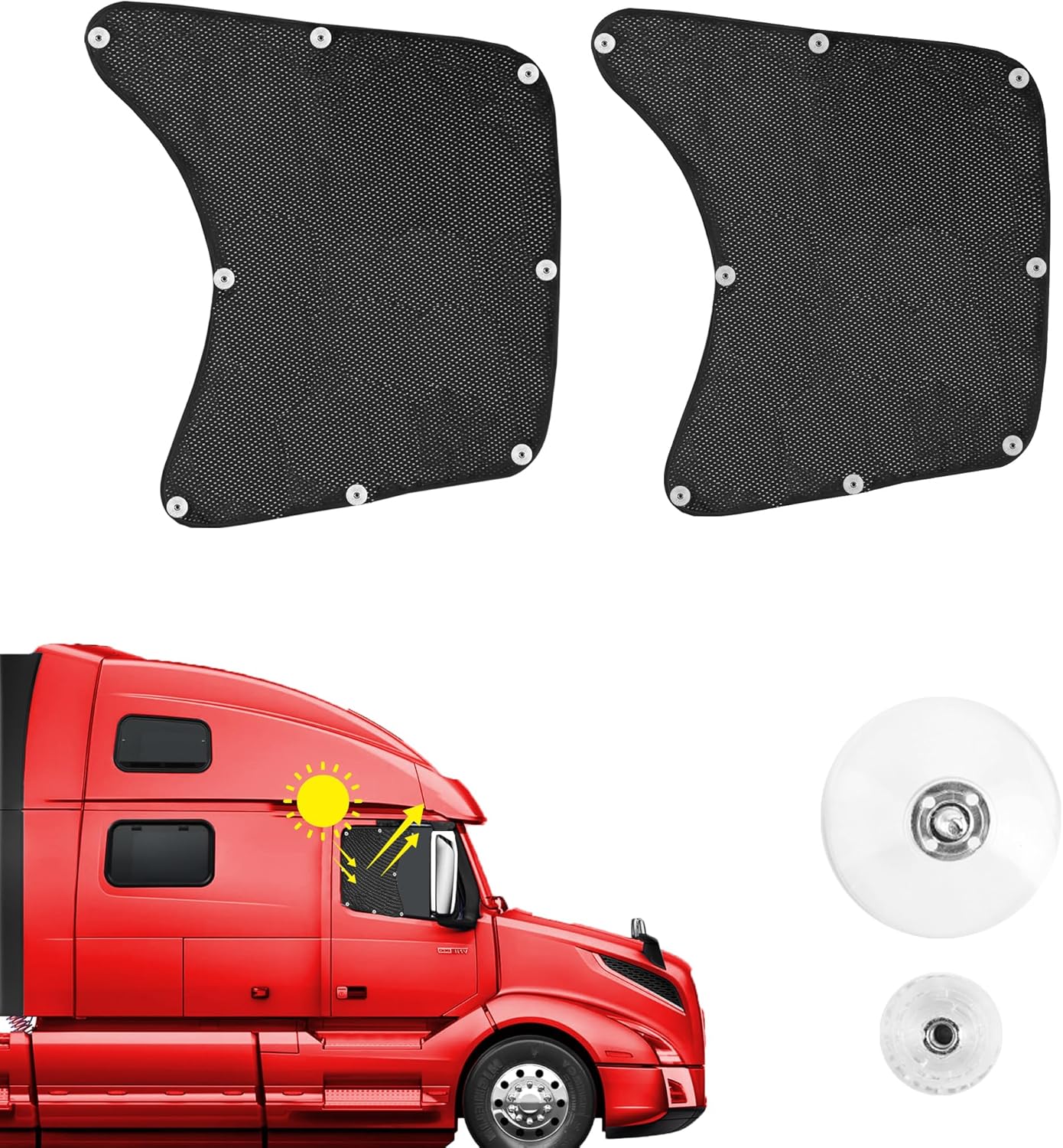 LukLoy 2 Pcs Side Window Sun Shade for Semi-Truck, 19.68'' X 23.53'' Semi Window Sun Shade Compatible with Freightliner Volvo VNL RV International Trucks, Semi Truck Accessories Interior