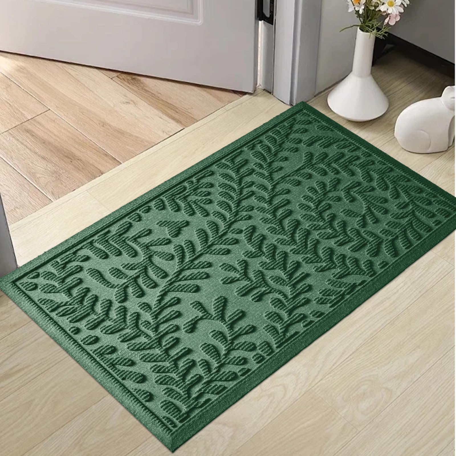 HIYARD Front Door Mat, Absorbent Dirt Trapping Welcome Door Mat Indoor Outdoor, Non Slip Entry Mat, Indoor Outdoor Door Mats, Fade Resistant, Low