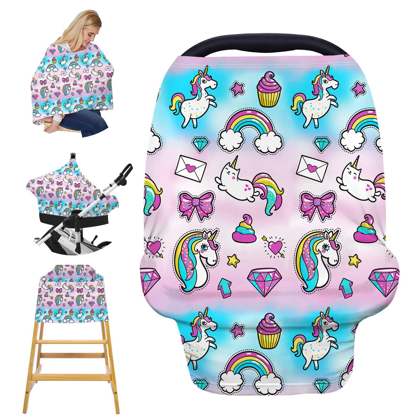 Nursing Cover for Breastfeeding, Stretchy Car Seat Cover for Babies, Soft Breathable Breastfeeding Cover, Stroller Covers, Shopping Cart Cover, Multi-Use High Chair Cover, Baby Shower Gifts