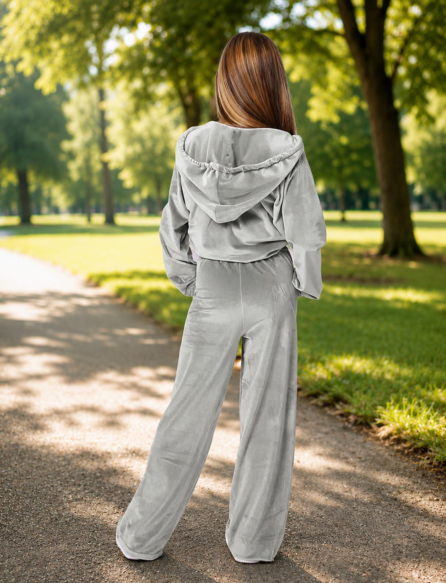 SEAUR Jogging Outfit Mädchen Sweatsuit Set Velour Langarm Zweiteiler