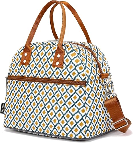 Miniatura 12 de FlowFly Bolsa de almuerzo aislada con correa para el hombro para mujeres, hombres y niños, grande y reutilizable, con asa, bolsa congelable