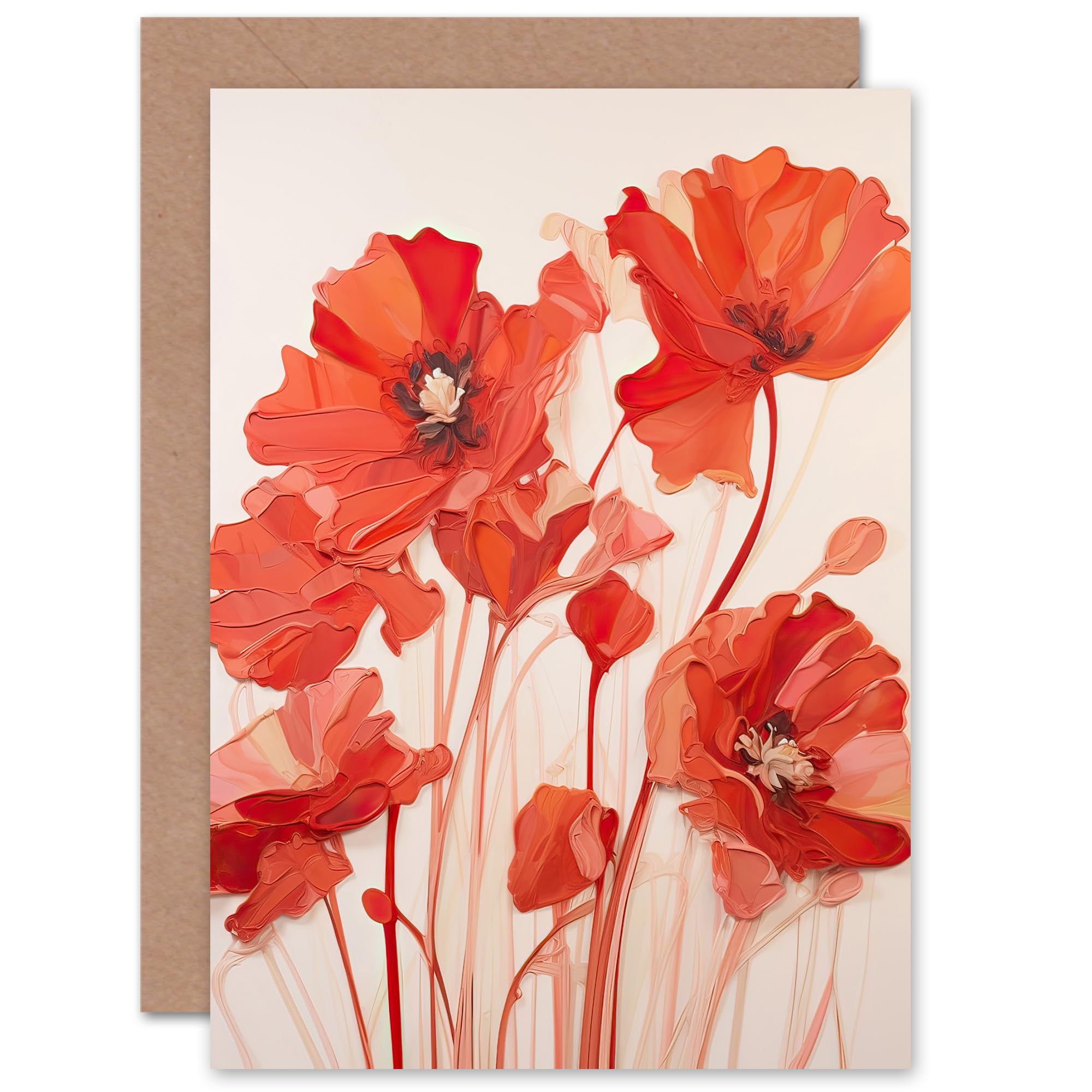Artery8 Simplicity in Poppies for Wife Her Mum Sister Daughter Mom Gran Nan Birthday Thank You Mothers Day Blank Art Greeting Card