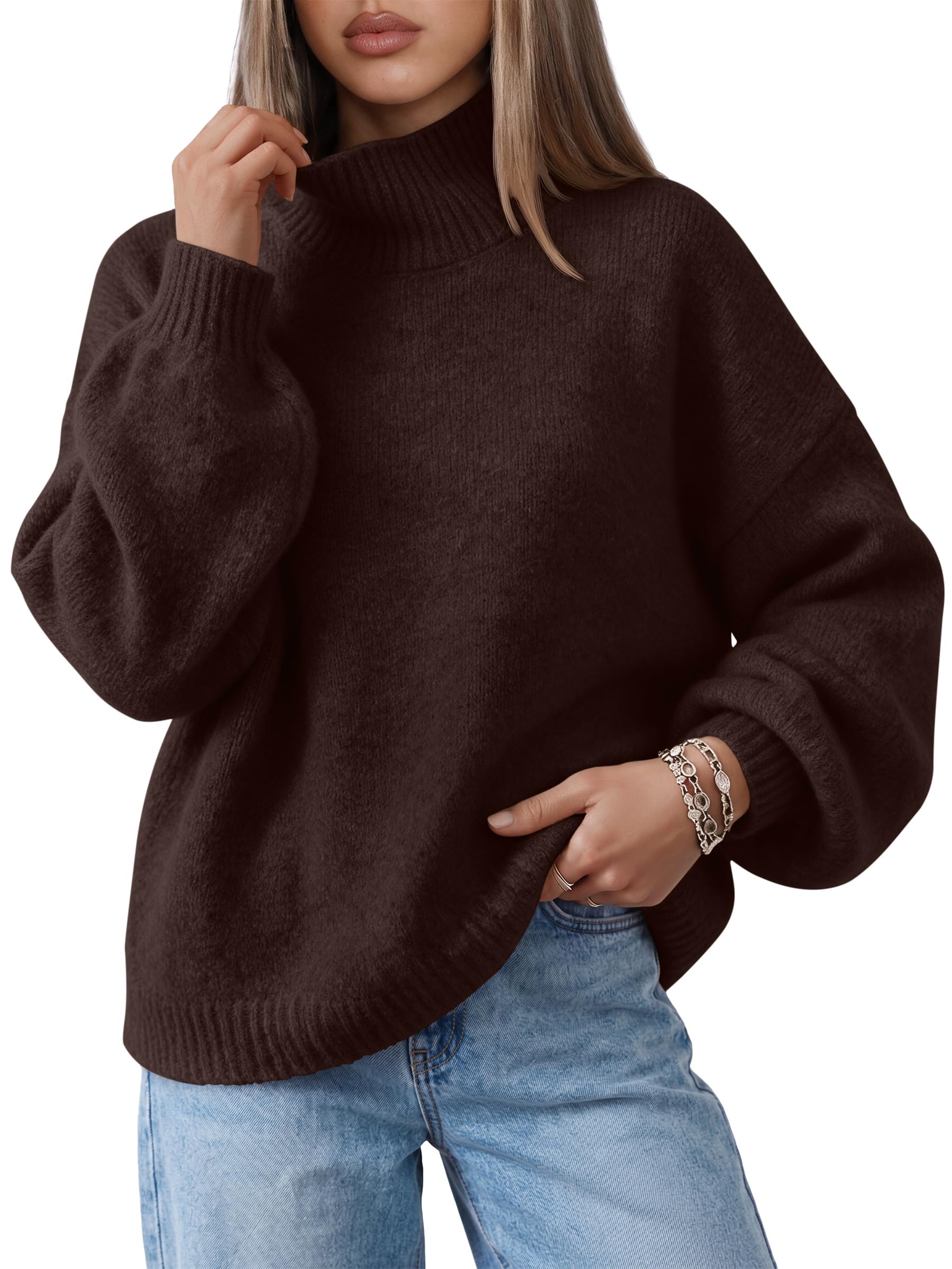 Trendy Queen Womens Oversized Mock Neck Knit Fall Sweater 2026