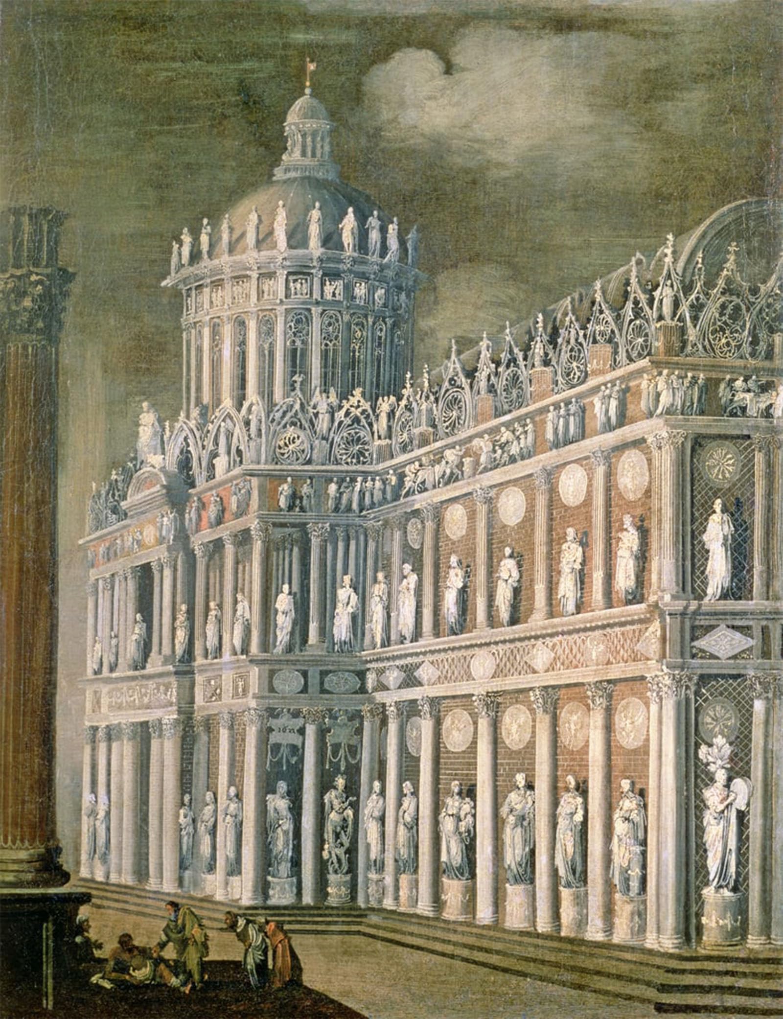 Artxlxxbn No Frame Famous Print Painting Colorful Art Print Architectural Depicting The Healing Of The Paralysed By Francois De Nome Canvas Art Decorations For Home Decor 60X90cm
