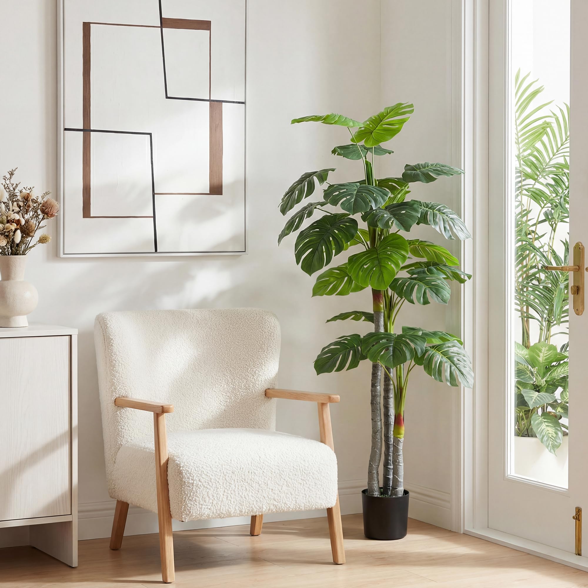 HOMCOM Arbre Artificiel Monstera H.1,5 m, Tronc et Branches en Lichen | Feuilles de Tortue, Grand Réalisme, Pot Inclus