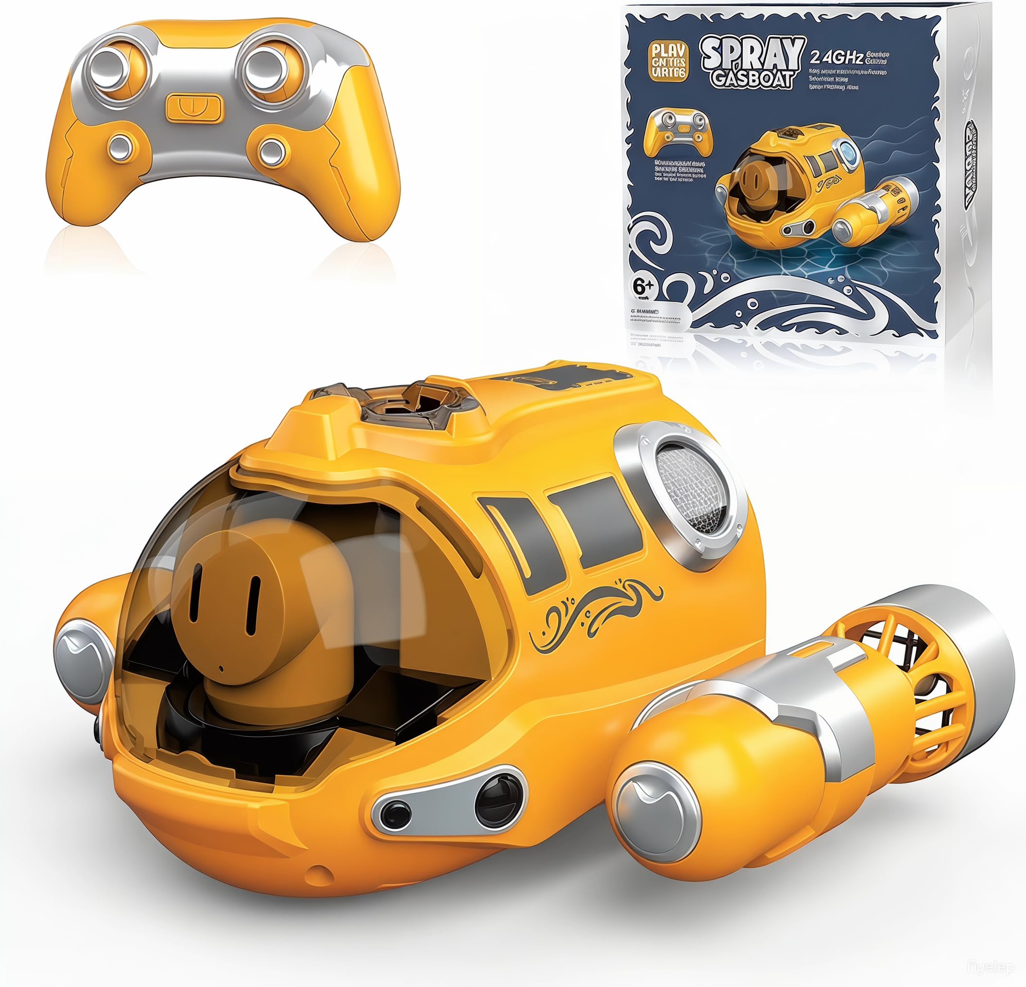 Funmo Mini Sottomarino Telecomandato 6 Canali, Barca RC Elettrica Militare Simulata 2,4 GHz, Giocattolo Acquatico per Piscina e Bagno, Regalo di Compleanno per Bambini dai 3 Anni in Su