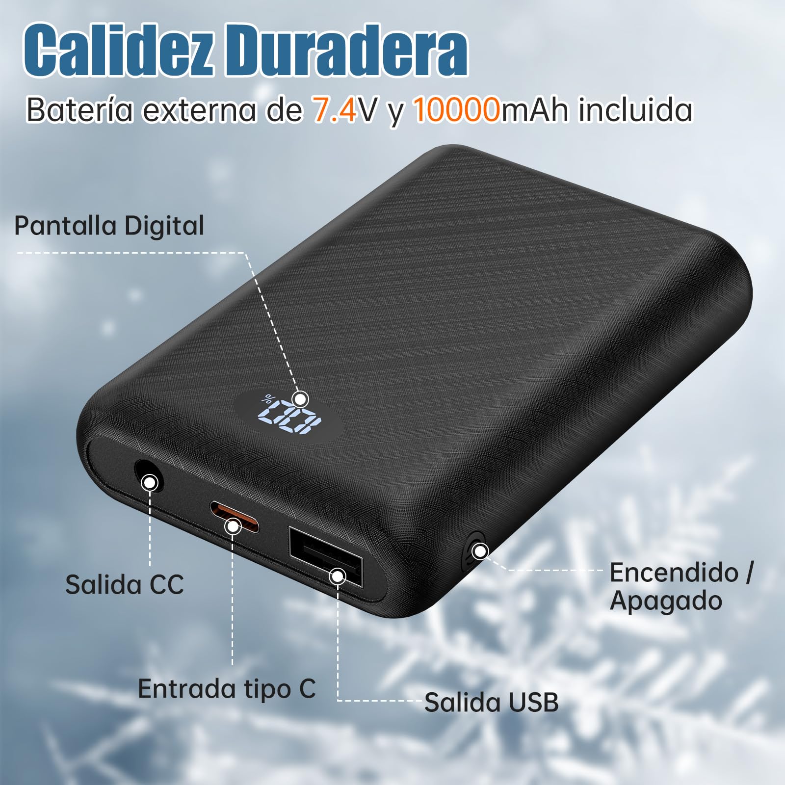 Chaleco Calefactable Hombre con Batería 7.4V 10000mAh, Deepoter Chaleco Térmico Eléctrico 8 Zonas Calefactables, 3 Ajustes de Temperatura, Chaqueta Calefactable - Ideal para Deportes al Aire Libre (L)