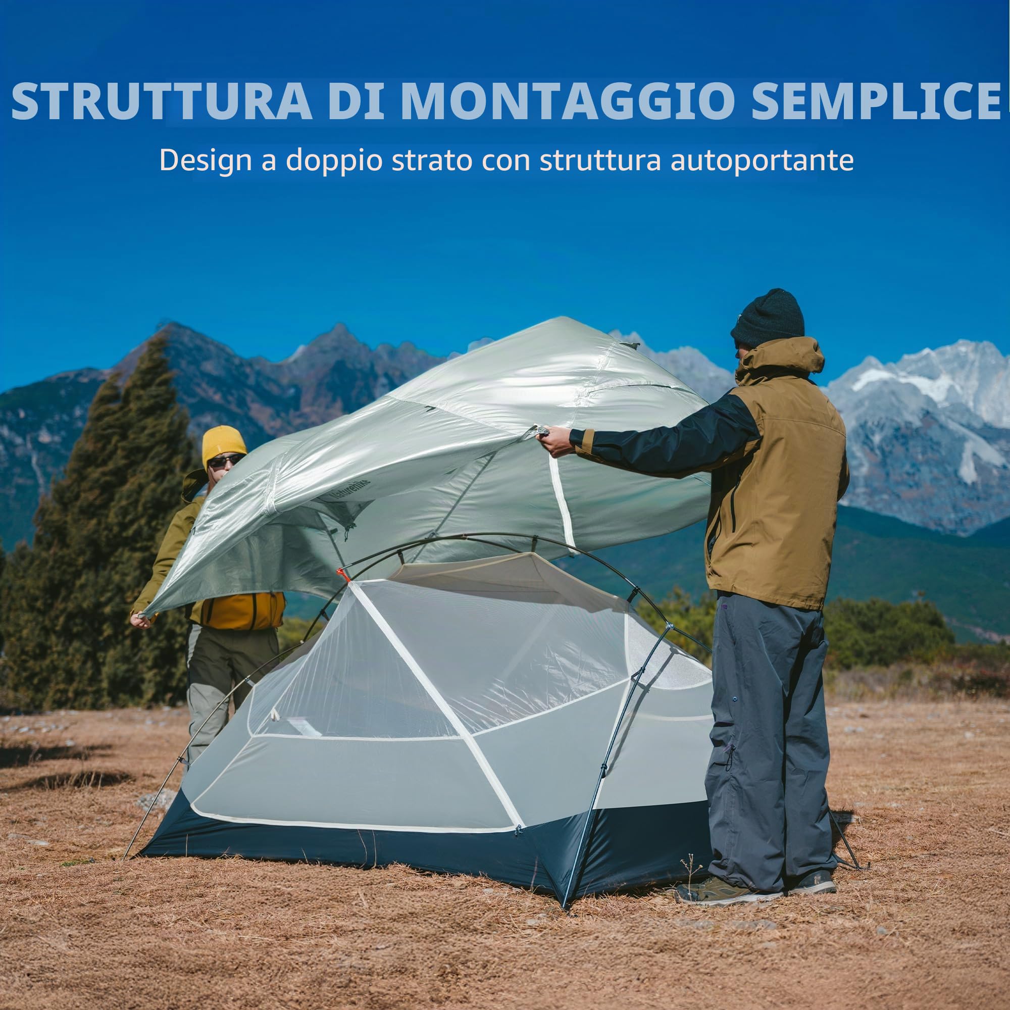 Naturehike Mongar UL - Tenda ultraleggera antivento, impermeabile, da trekking, portatile, doppia tenda, 1/2 persone, 3-4 stagioni, per campeggio, escursionismo