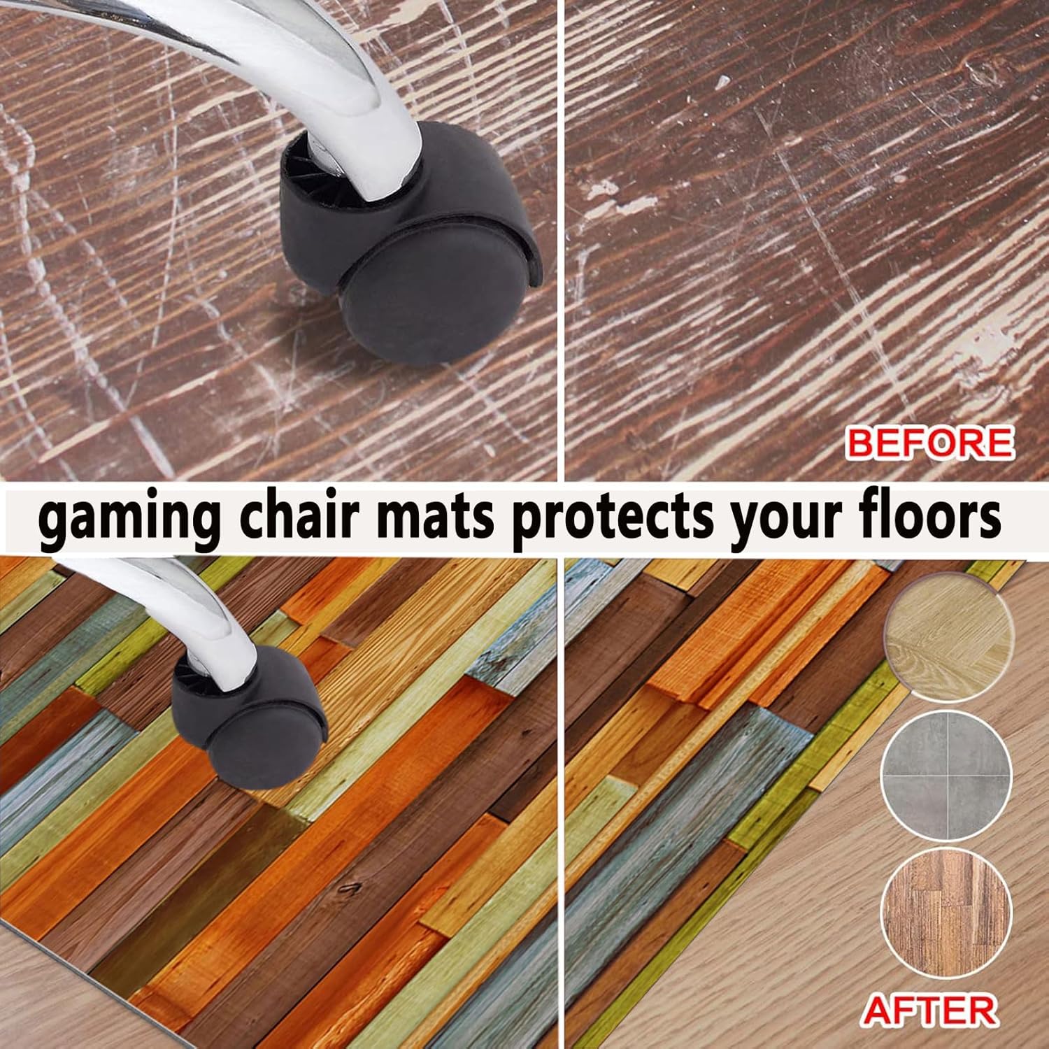 Gaming Rug 180 x 200 cm Chair Mat for Gaming Chairs Carpet Protector Mat for Office Chair Computer Desk Mat for Hardwood Floors Ideal for Gamers