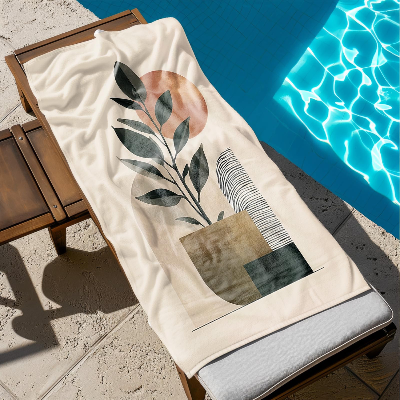 Générique Serviette de Plage XXL Modèle Vert Orange Profond | Grande Taille Serviette de Plage et Douche Avec Elastique Microfibre Absorbante et Légère Sport Séchage Rapide
