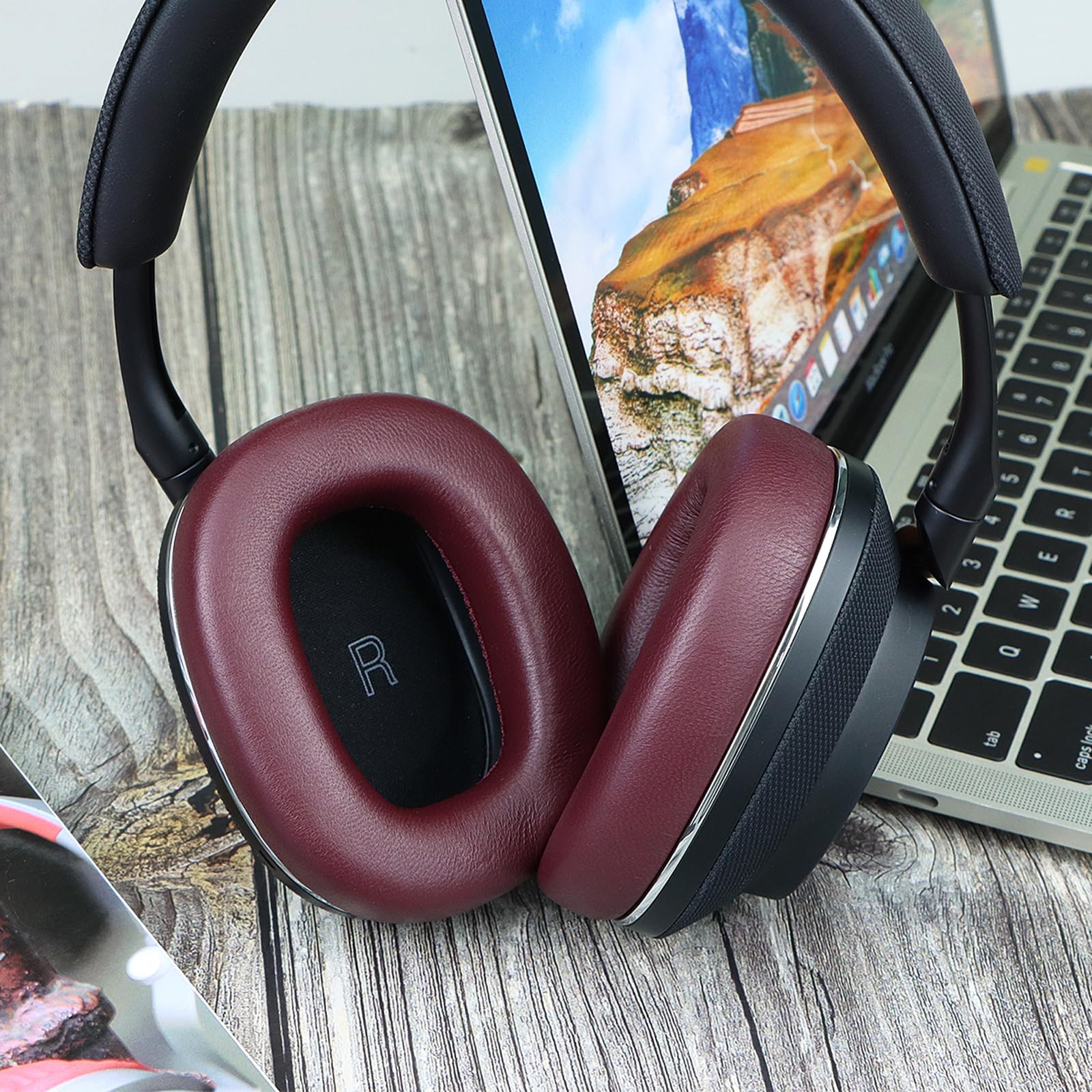 Almohadillas de repuesto para auriculares inalámbricos Bowers & Wilkins PX8/PX7 S2 con cancelación de ruido (no compatibles con PX7), almohadillas con espuma viscoelástica de aislamiento de