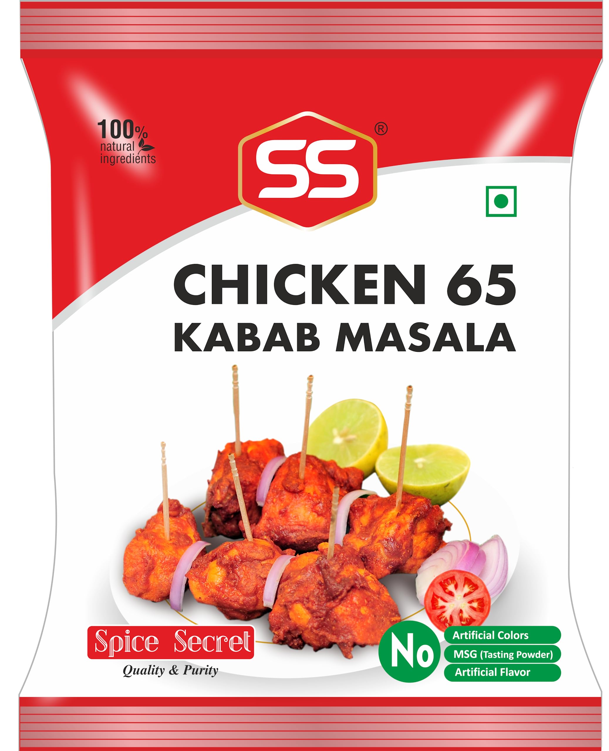 SS MASALAS Chicken 65 Masala Kabab Powder 250g (25g x 10) | Ready-to-Cook Mixed Spices for Chicken Chilli, Pakhora & Fry | No Artificial Color | No MSG