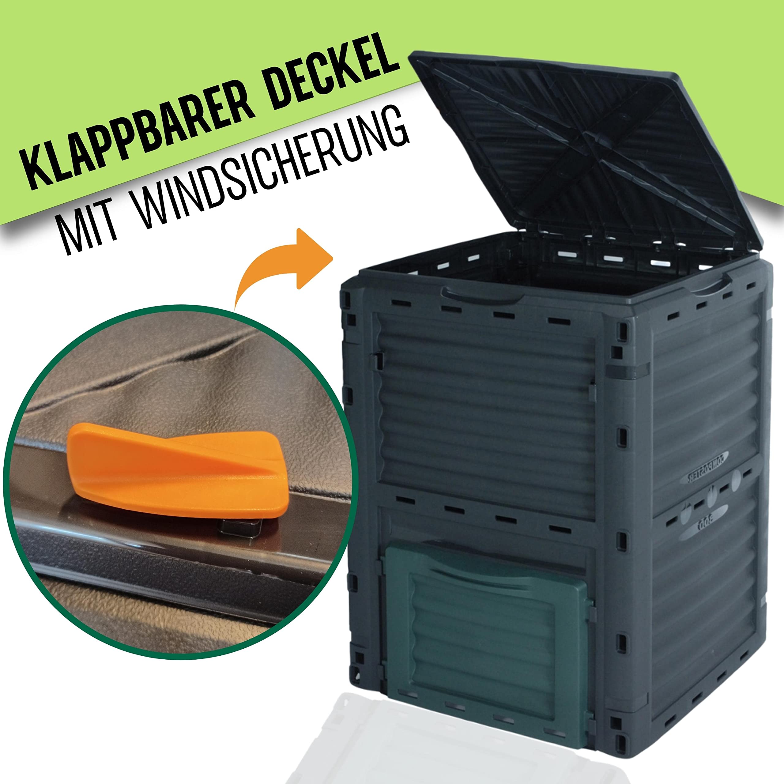 Schauer Gartenkomposter 300 Liter aus Kunststoff - Schnellkomposter mit praktisches Stecksystem - Thermokomposter/Kompostierer mit Deckel & verschließbar