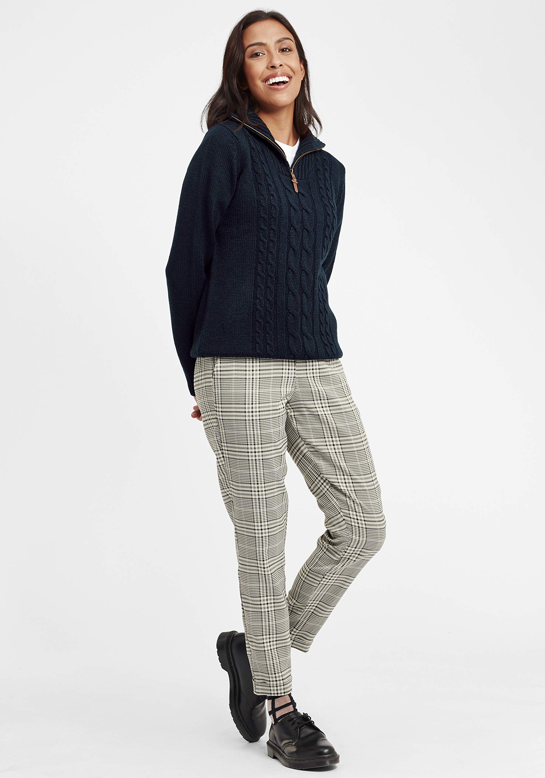 OXMO OXCarry Damen Strickpullover Troyer Grobstrick Pullover