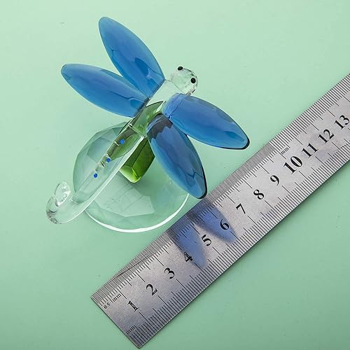 Miniatura 6 de H&D HYALINE & DORA Figura de animales de cristal de cristal, libélula de pie azul, caja de regalo