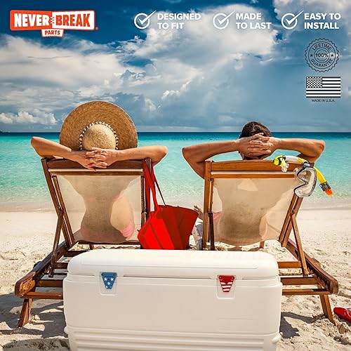 Miniatura 5 de NeverBreak Parts - Juego grande de bisagra y pestillo de repuesto Igloo Cooler 3 bisagras 2 pestillos con postes y tornillos