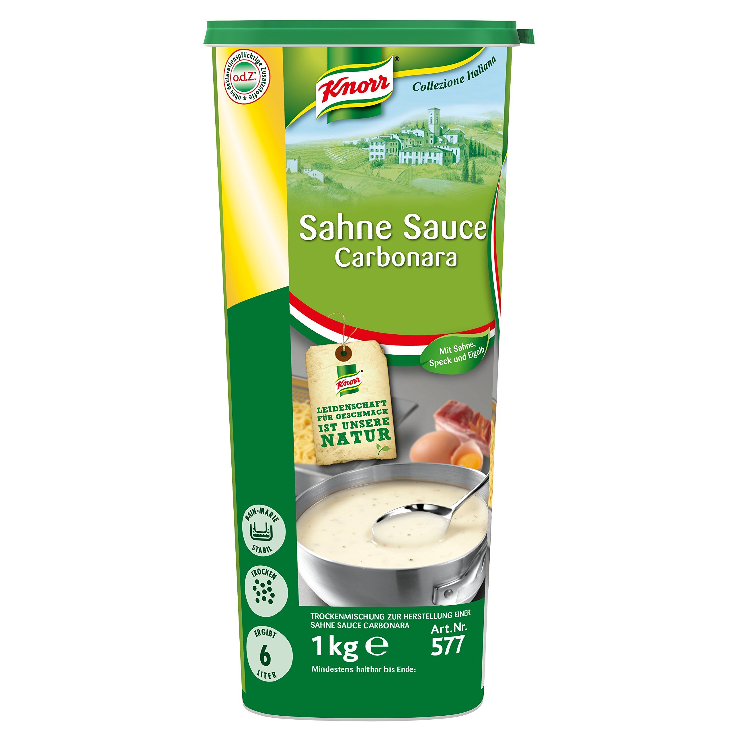 Knorr Sahne Sauce Carbonara 1 kg, 1er Pack (1 x 1 kg) & Käse Sauce (cremige Konsistenz, abgerundeter Käsegeschmack) 1er Pack (1 x 1kg)