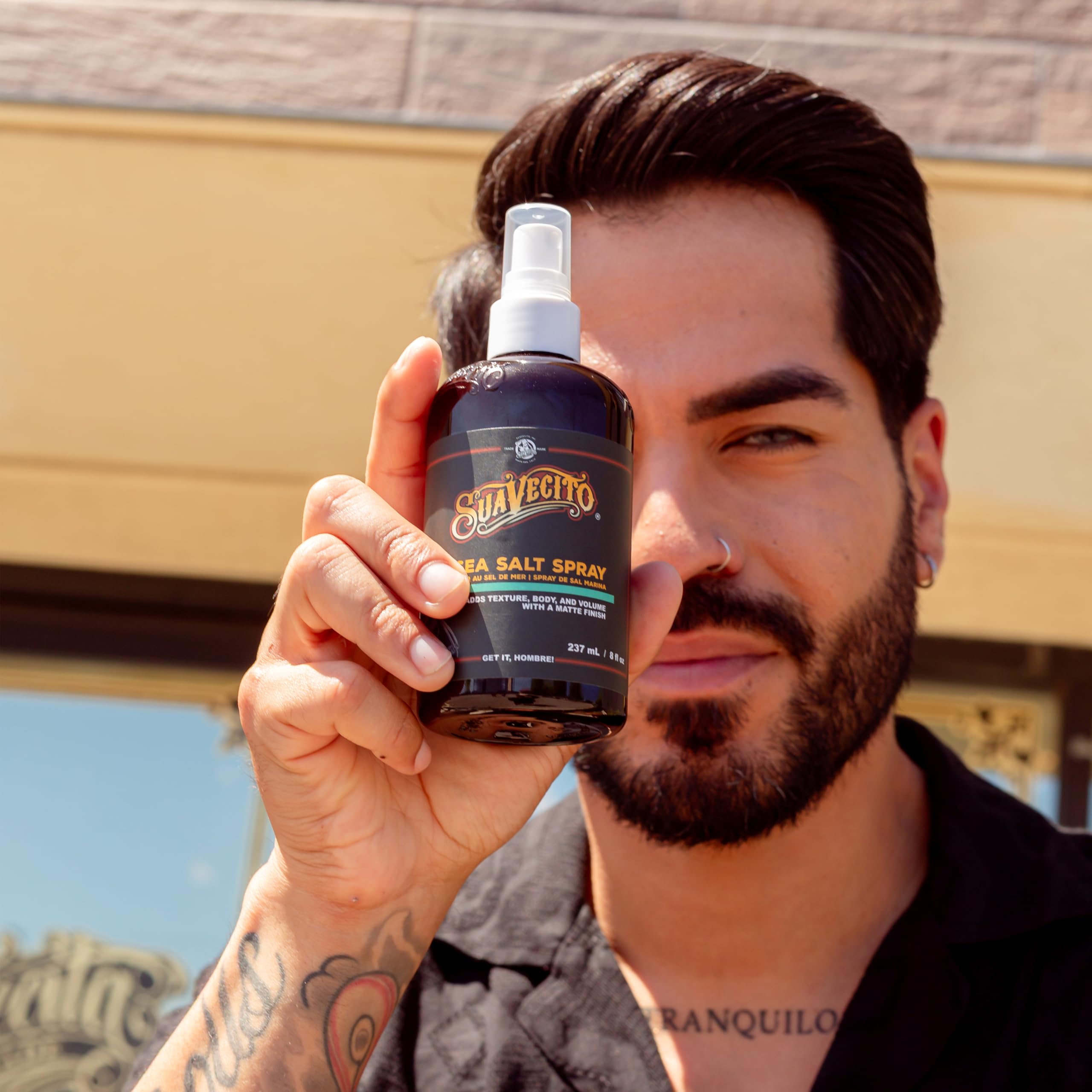 Suavecito Sea Salt Spray Texturizing Volumizing Hair Spray for Men 237ml | Adds Natural Beach Waves and Matte Finish. Lightweight Non Sticky Formula with Refreshing Scent. Volumizing Texture.