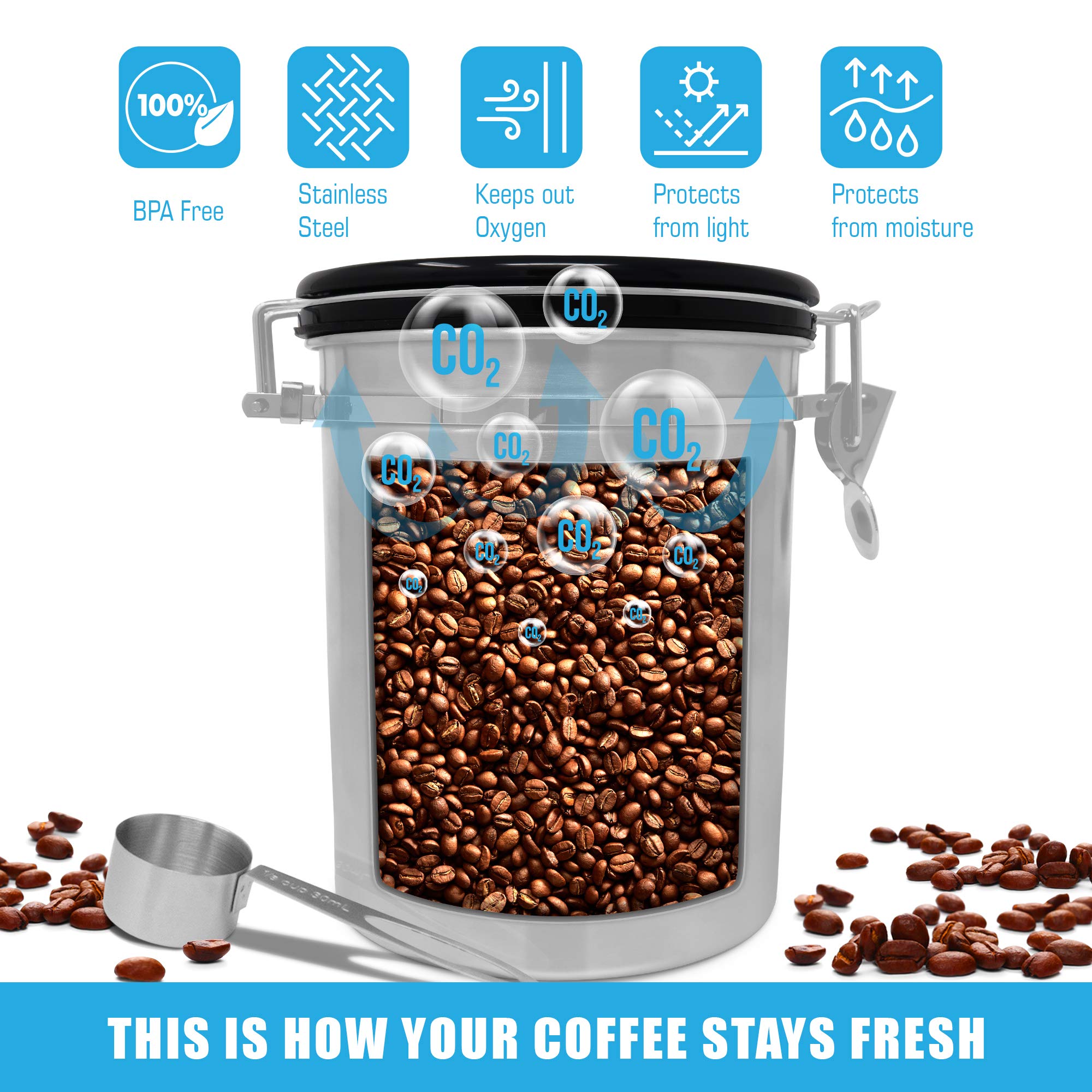 Amazon.com: Zulay - Recipiente hermético grande para café
