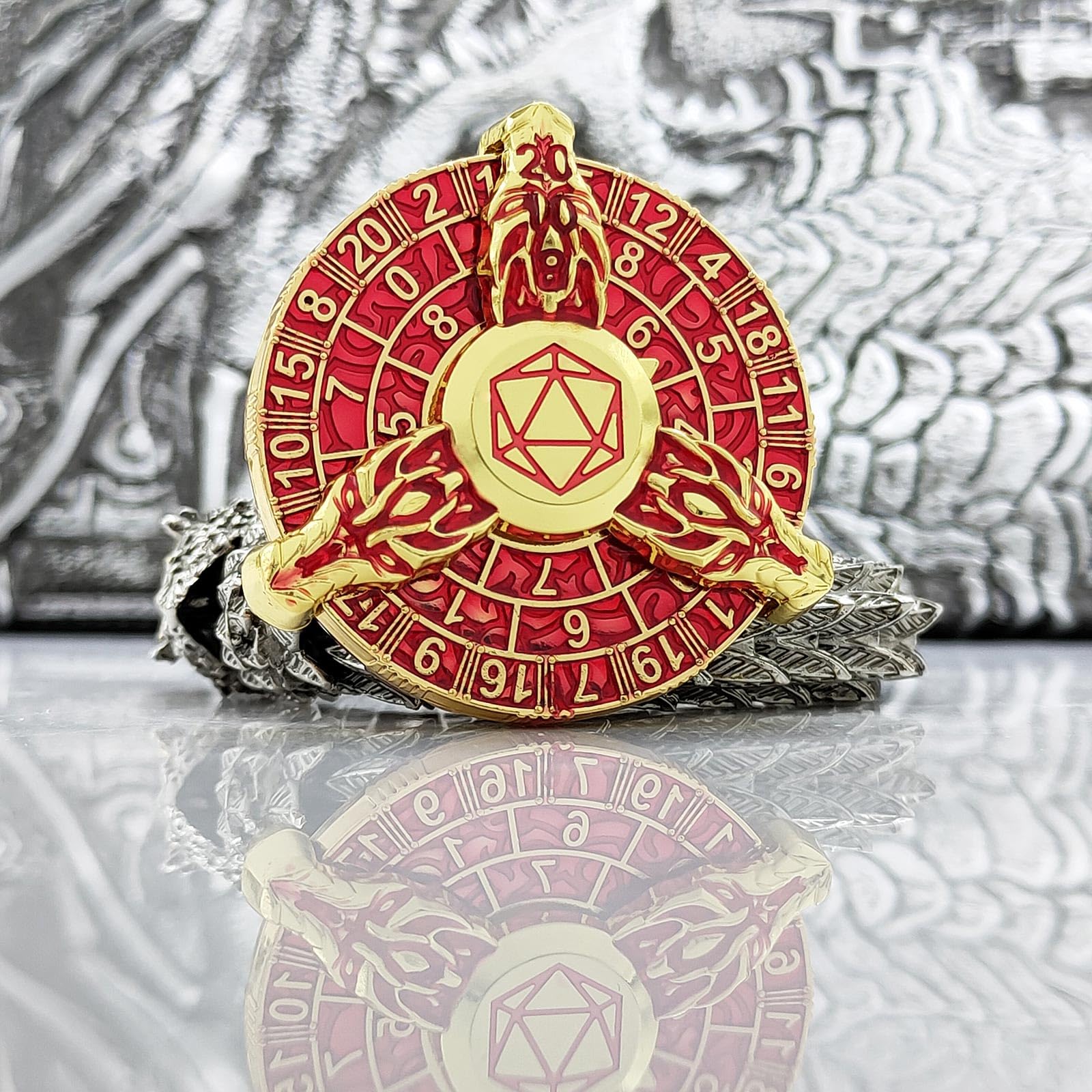 2025 Dragon Roulette Dice Spinner for DND Dice Set 7-in-1 Dragon Metallic D&D Dice with Gift Case for Dungeons and Dragons Game Gifts for RPG Role Playing Tabletop Games (Red gold) - Image 3