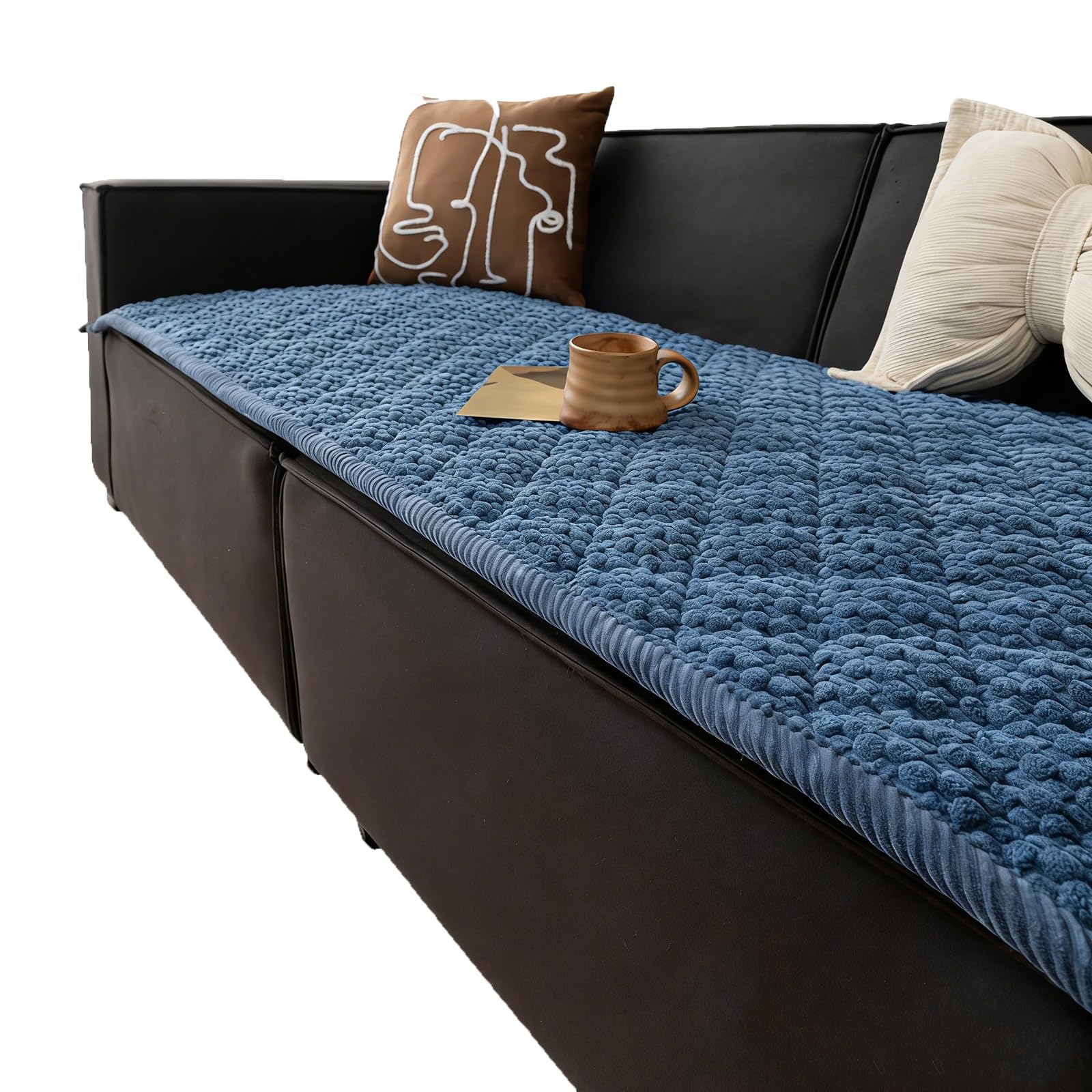 Washable Non-Slip Dog Couch Cover, Thick Soft Pet Sofa Protector, Pet-Friendly Sofa Slipcover for Living Room(Blue,27.5 * 27.5inch)