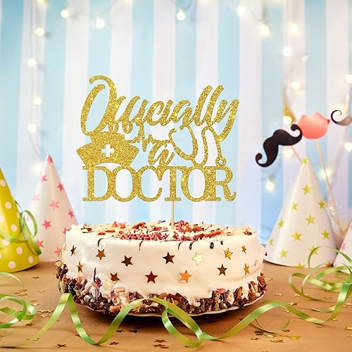 Miniatura 4 de WeBenison Glitter Official a Doctor Cake TopperFelicidades Doctor Cake DecorsDoctor Medical Graduation Party Decoraciones Oro