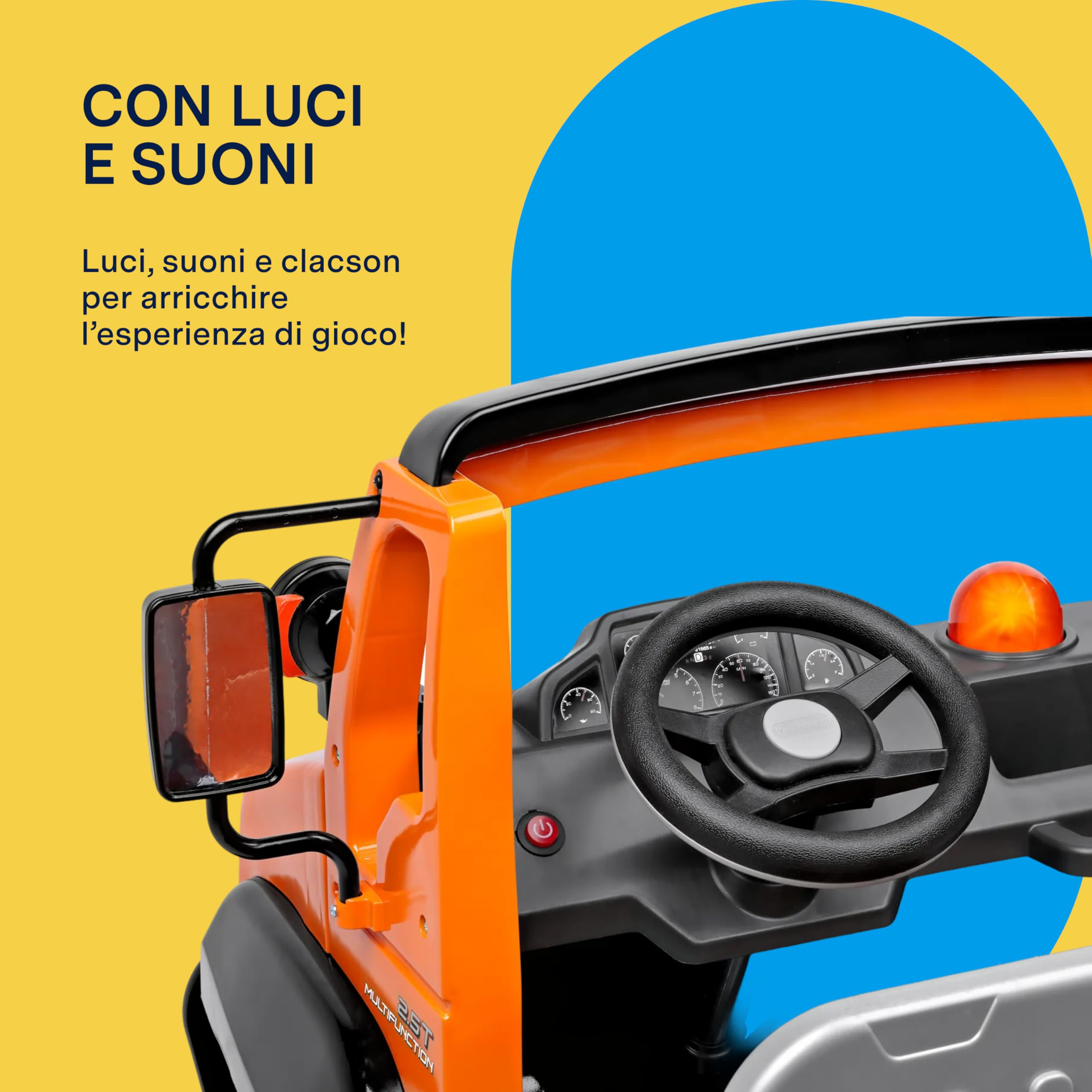 PEG Taurus Utility Truck Elettrico Cavalcablile per Bambini dai 3 Anni, Camion Elettrico con Cassone Ribaltabile, Batteria Ricaricabile da 12V, Motore 350W, Luci e Suoni, 2 Marce