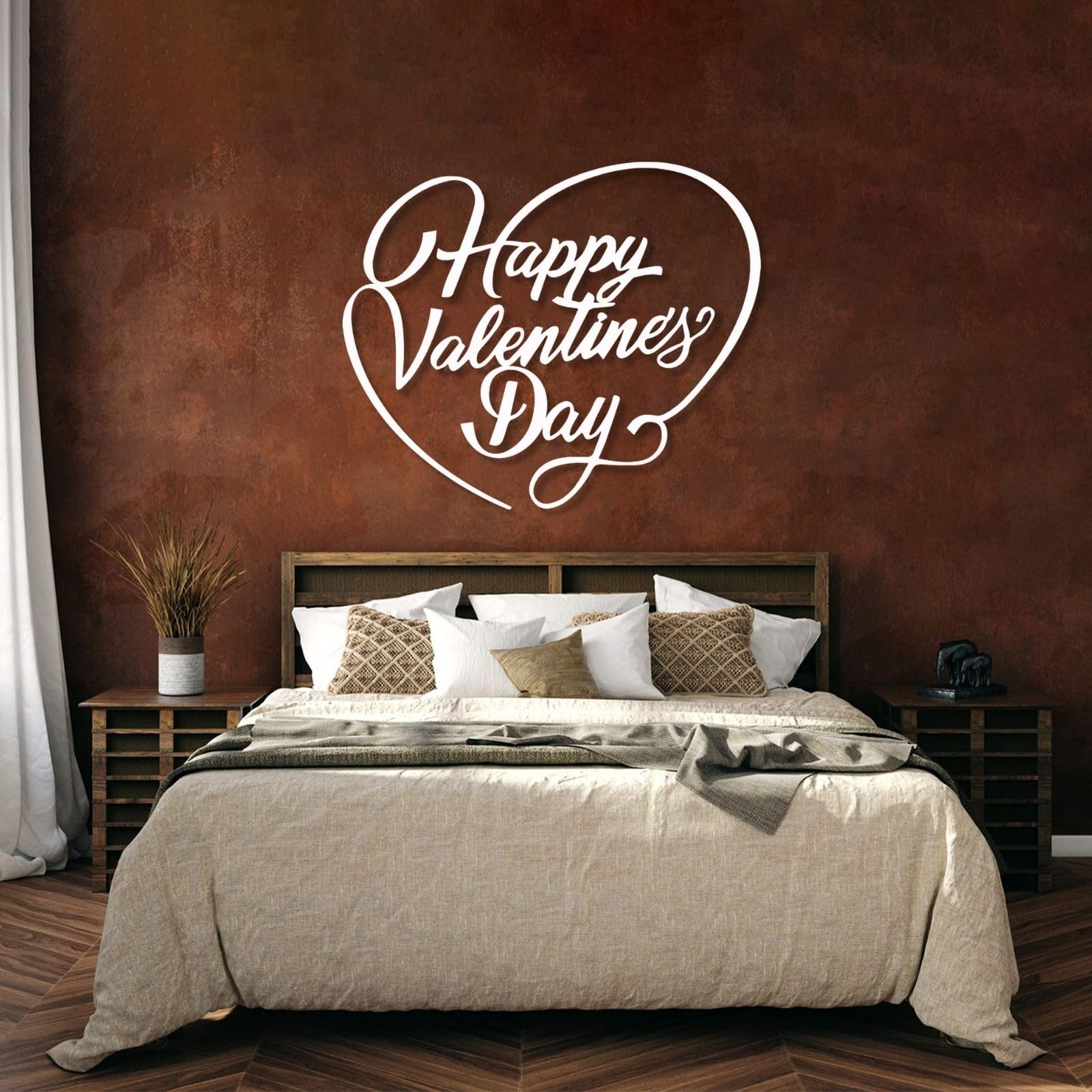 Decoración de Pared de Metal Arte de Pared Feliz Día de San Valentín Letras de San Valentín He He Pareja de San Valentín Regalos de San Valentín 24"X19" 60X49.5cm Negro