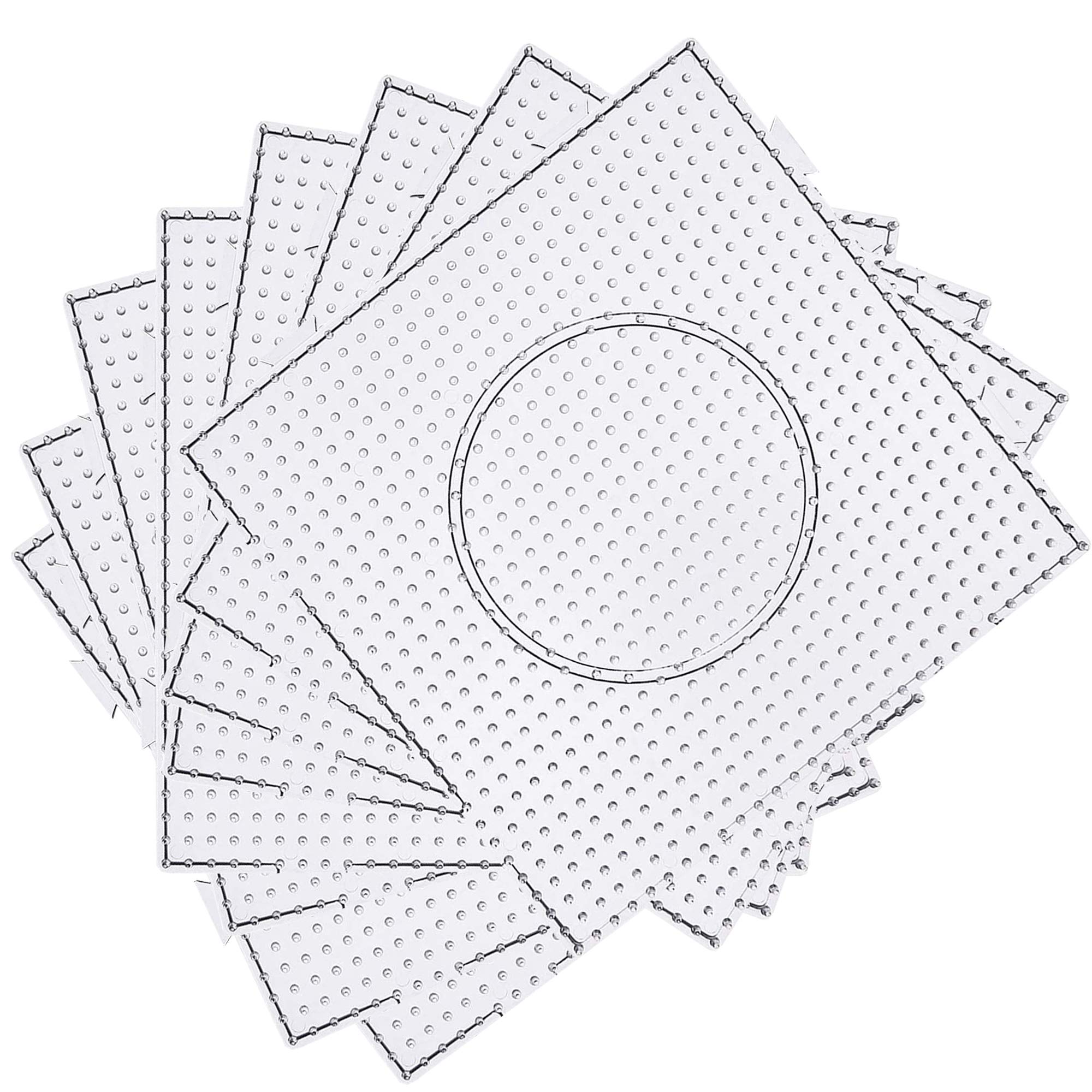 H&W Fuse Beads Boards,8 Pcs 5mm Fuse Bead Pegboards,Clear Pegboards Kits with 4 Lroning Paper for Kids DIY Craft Beads