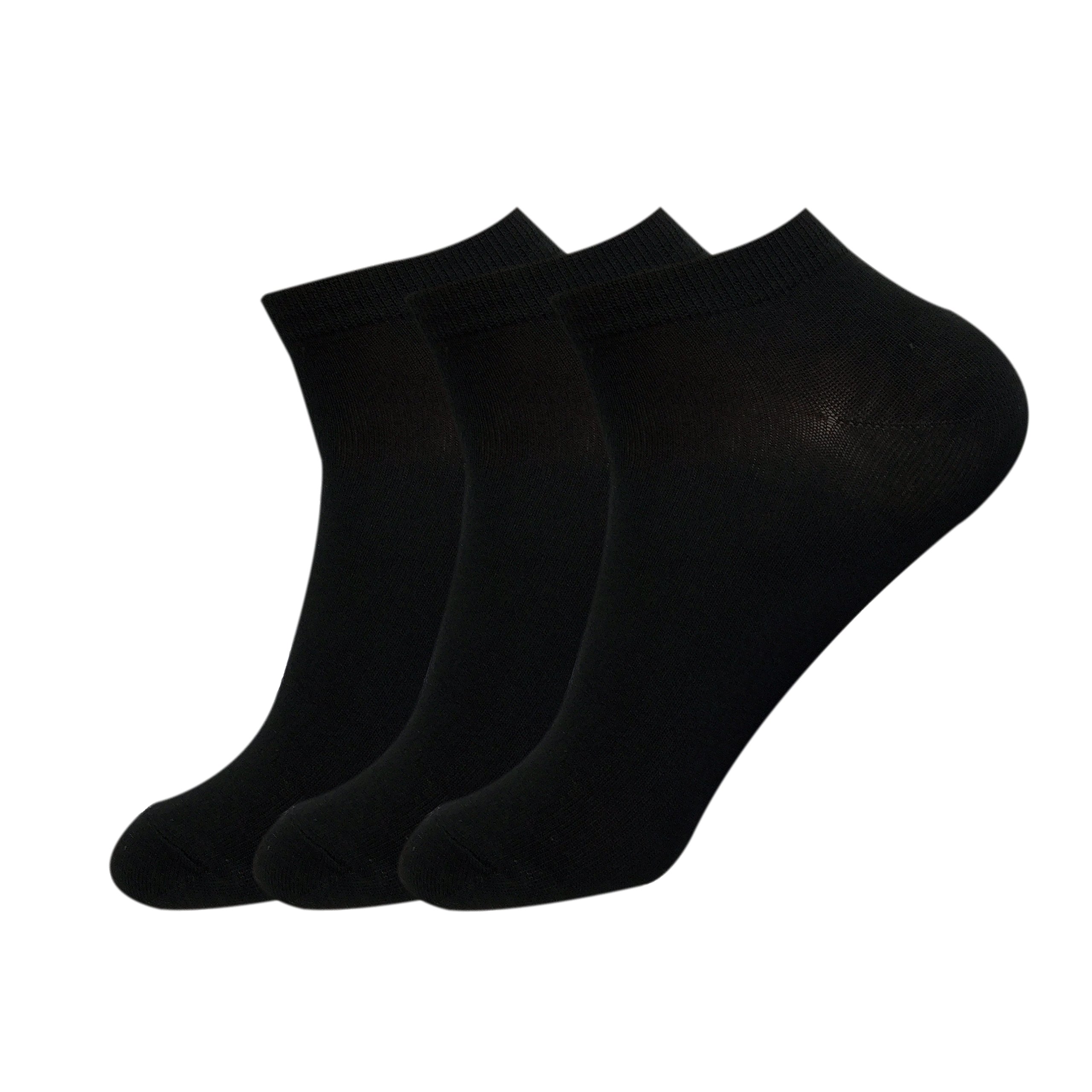 Jasmine Silk Men's Black 3 Pairs Bamboo Trainers Socks (Black)