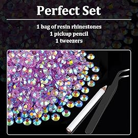 1500pcs 6mm Resin Rhinestones Bulk, Transparent Lavender Purple AB Flatback Round Jelly Rhinestones Non Hotfix Crystal Gems Large Quantity Wholesale for DIY Crafts Clothes Face Makeup Manicure