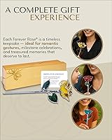 Vista 5 de Forever Rose Rosa amarilla real con pétalos recortados de platino y tallo de platino, rosa preservada hecha a mano en caja de regalo dorada de lujo