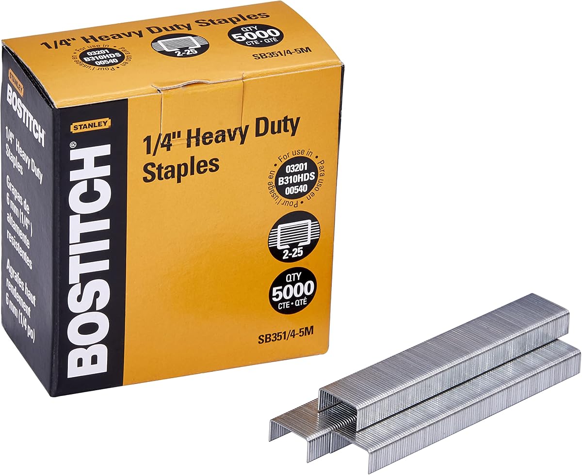 Grapas de oficina de alta calidad, 2-25 hojas, pierna de 0.25 pulgadas, 5,000 por caja (SB351/4-5M)