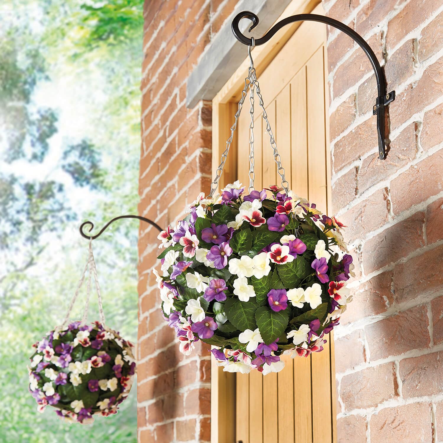 Coopers of Stortford Artificial Faux Flower Pansy Hanging Ball for Garden | 29cm