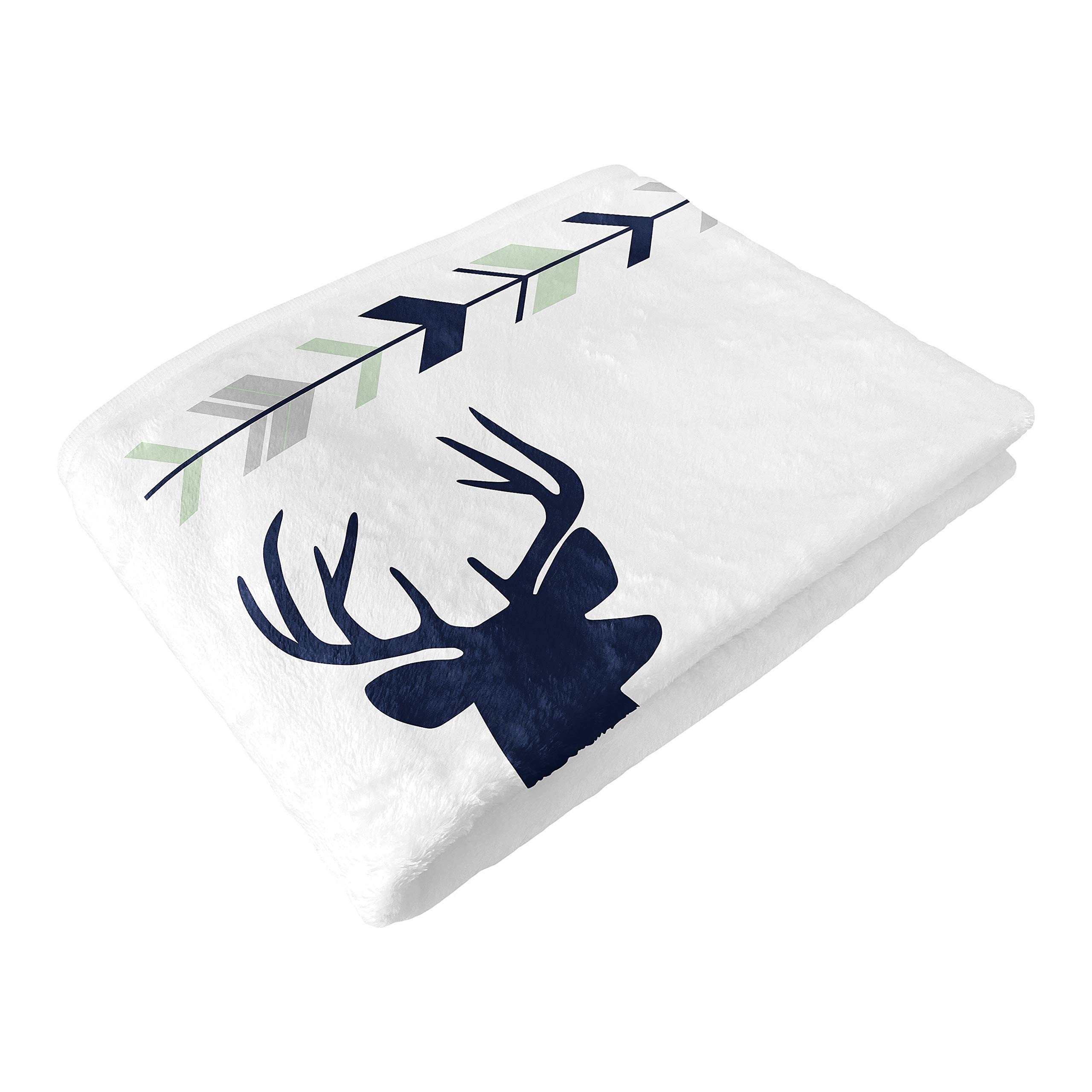 Sweet Jojo Designs Woodland Deer Milestone Blanket - Navy, Mint, Grey, 40"x50" Baby Growth Mat For Monthly Photos