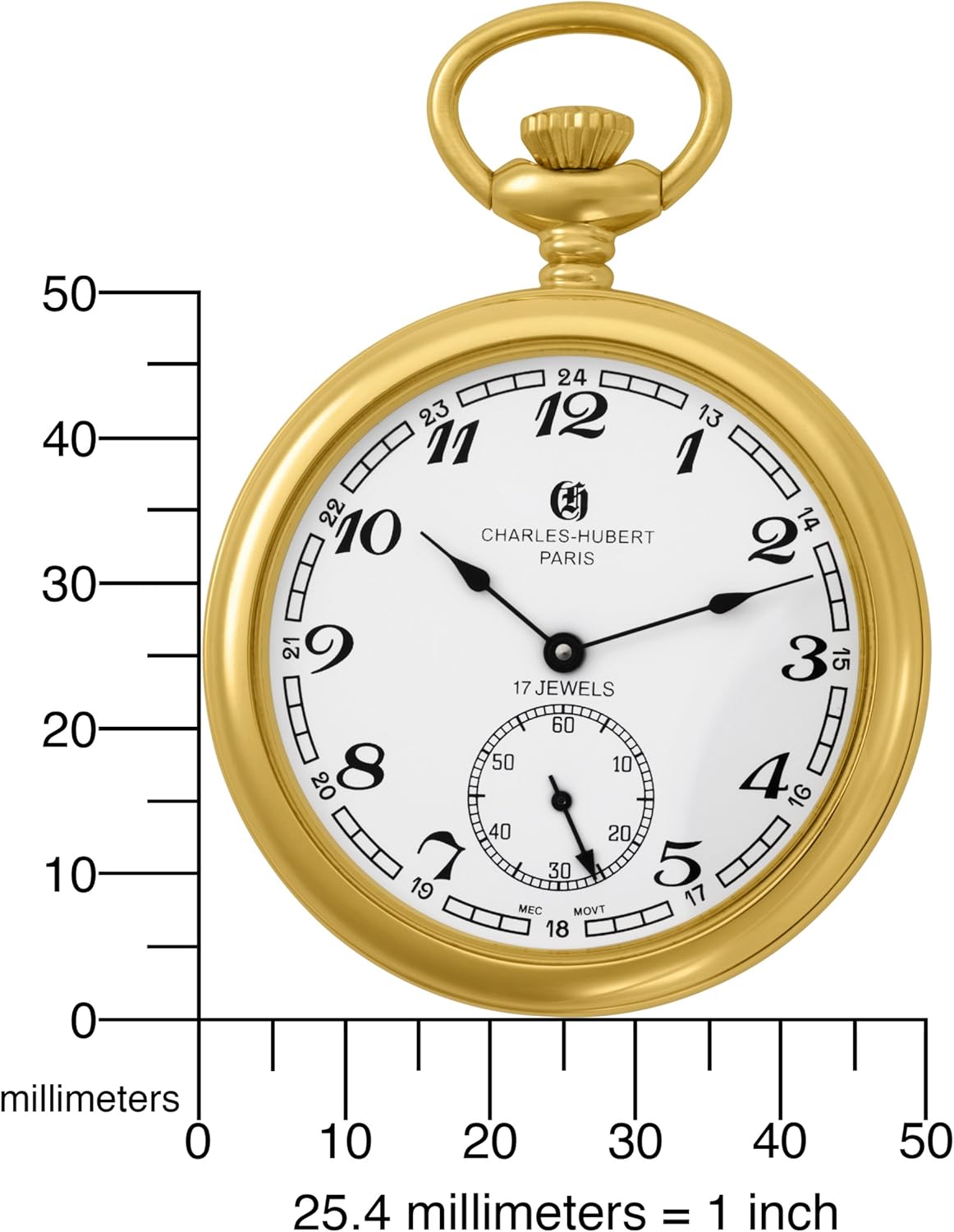 Charles-Hubert, Paris Gold-Plated Open Face Mechanical Pocket Watch