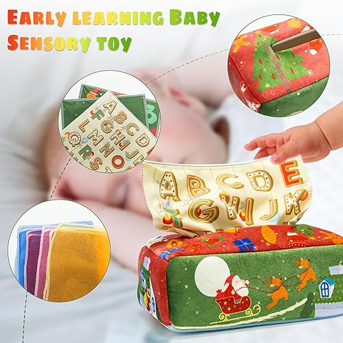 Miniatura 2 de QANGCE Juguete de caja de pañuelos para bebé, juguetes para bebés de 6 a 12 meses, bufanda suave que tira de juguete para bebé, juguetes sensoriales