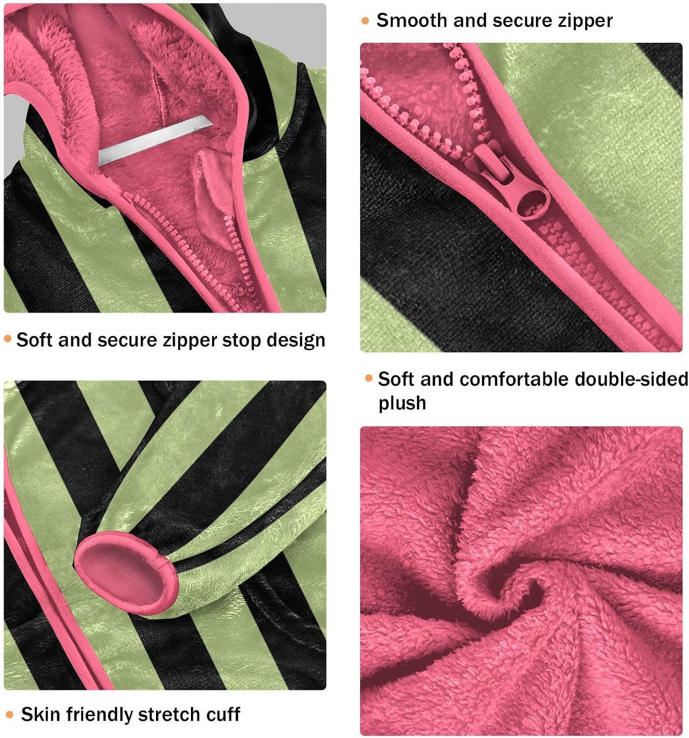 GuoChe Striped Green Black Sherpa Lined Toddler Hoodie