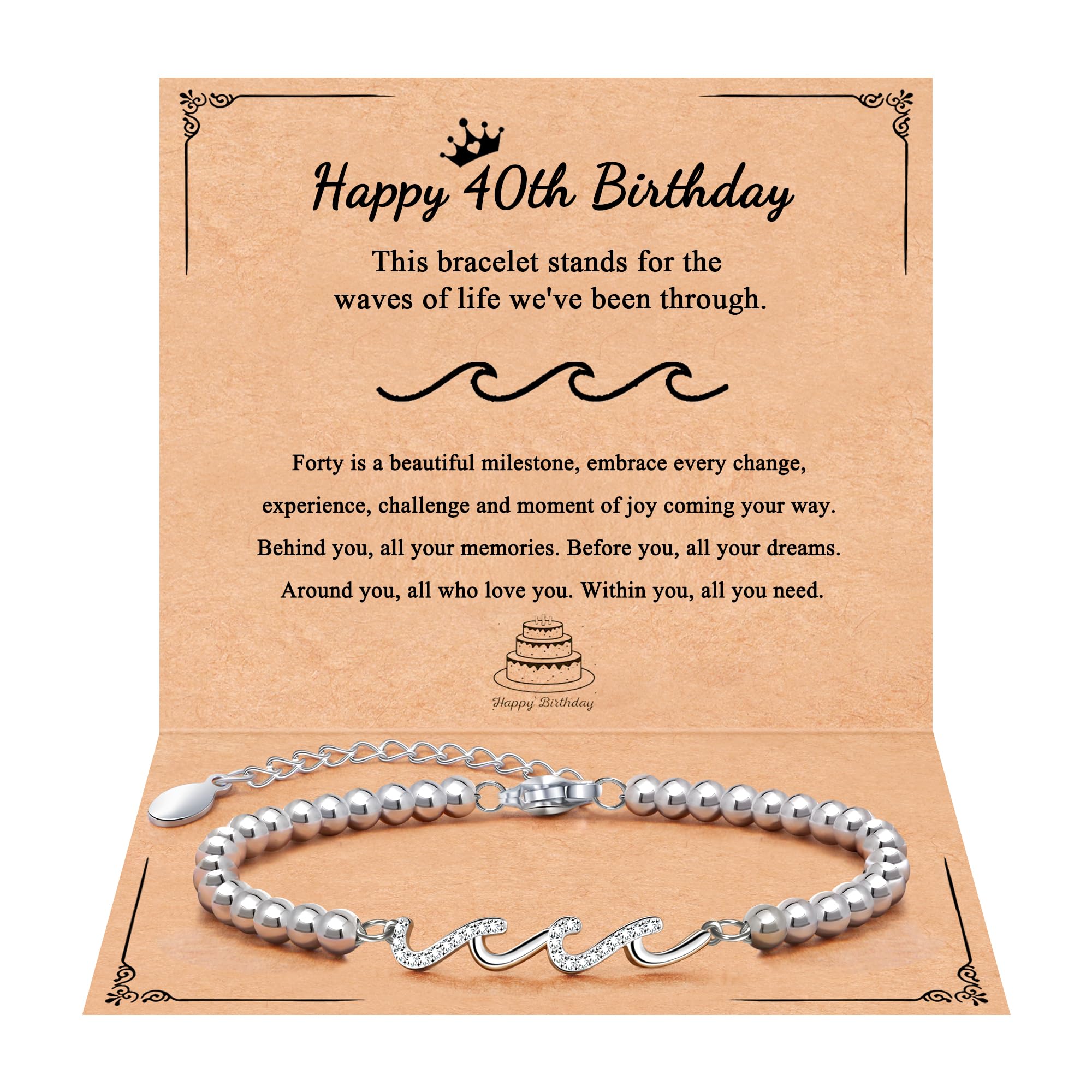 QWNHONEY Waves of Life Bracelet Inspirational Birthday Gifts for Bestie Sister 16th 18th 21st 30th 40th 50th 60th Birthday Gifts for Women