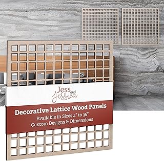 Jess and Jessica Wood Grid Style Lattice Fretwork - Mandala Wall Art for Home Decor, Wall Panels, Overlays, Trellis, Privacy Screens & Yard Decor
