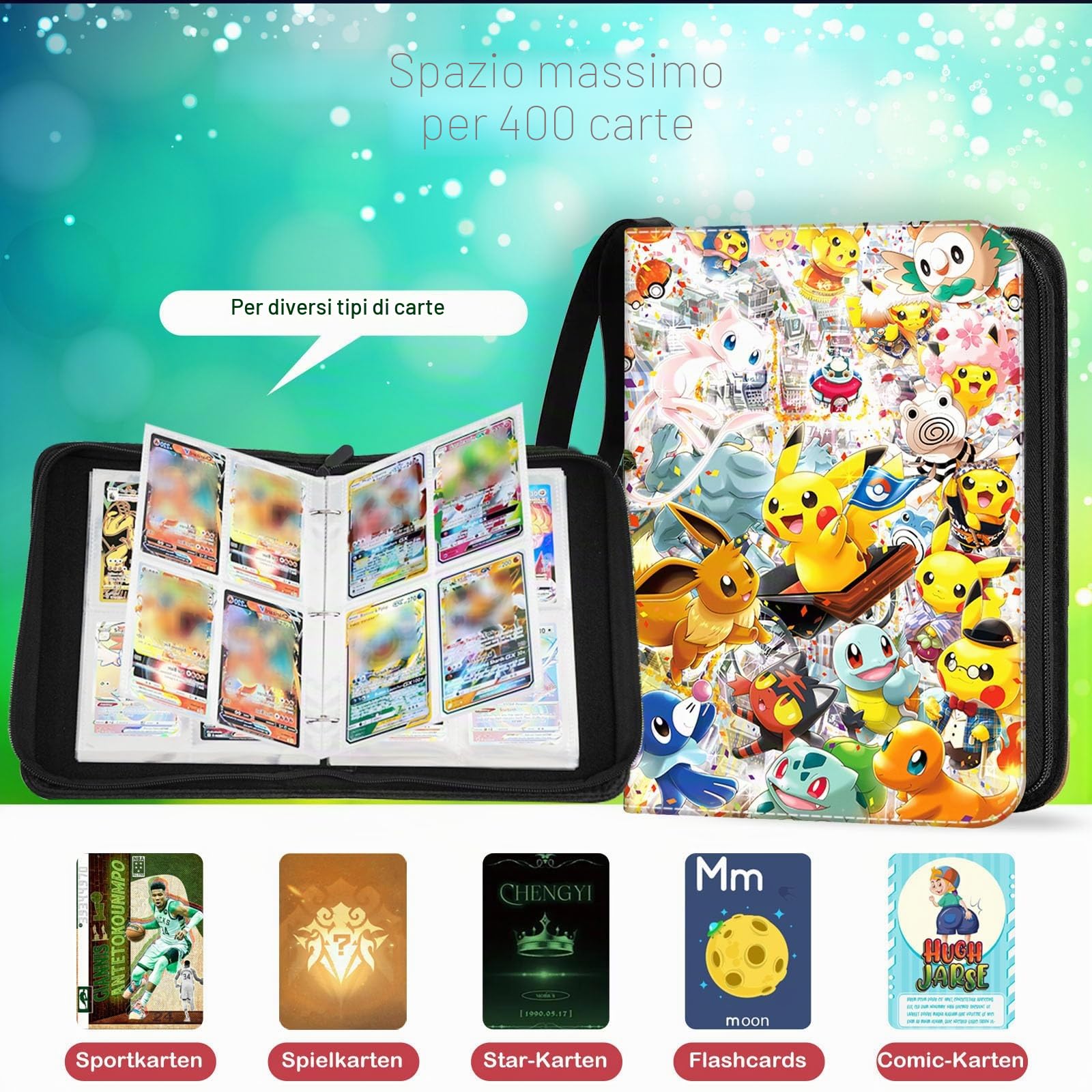 Album da collezione per carte, album per carte da collezione con 50 pagine e capacità di 400 carte, regali per collezionisti e bambini.
