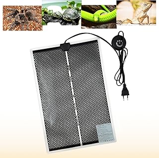 Reptil Heizmatten, Terrarium Heizmatte mit 7 Knöpfen zur Temperatureinstellung für Schildkröten Schlangen Eidechse Gecko Einsiedlerkrebs Amphibien - Abnehmbares Heizkissen (20W, 42x28CM)
