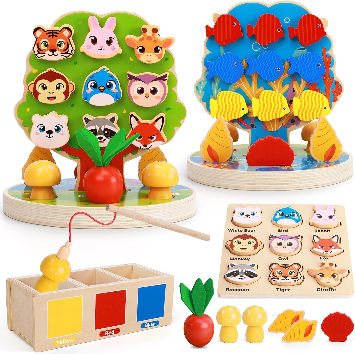 1-6 Year Old Girl Gifts, Wooden Tree Toys Toddler Toys for 2-8 Year Old Boys Preschool Learning Activities Autism Toys Sorting Toy for Toddlers 3-5 Girl Birthday Gift Age 2 3 4 5