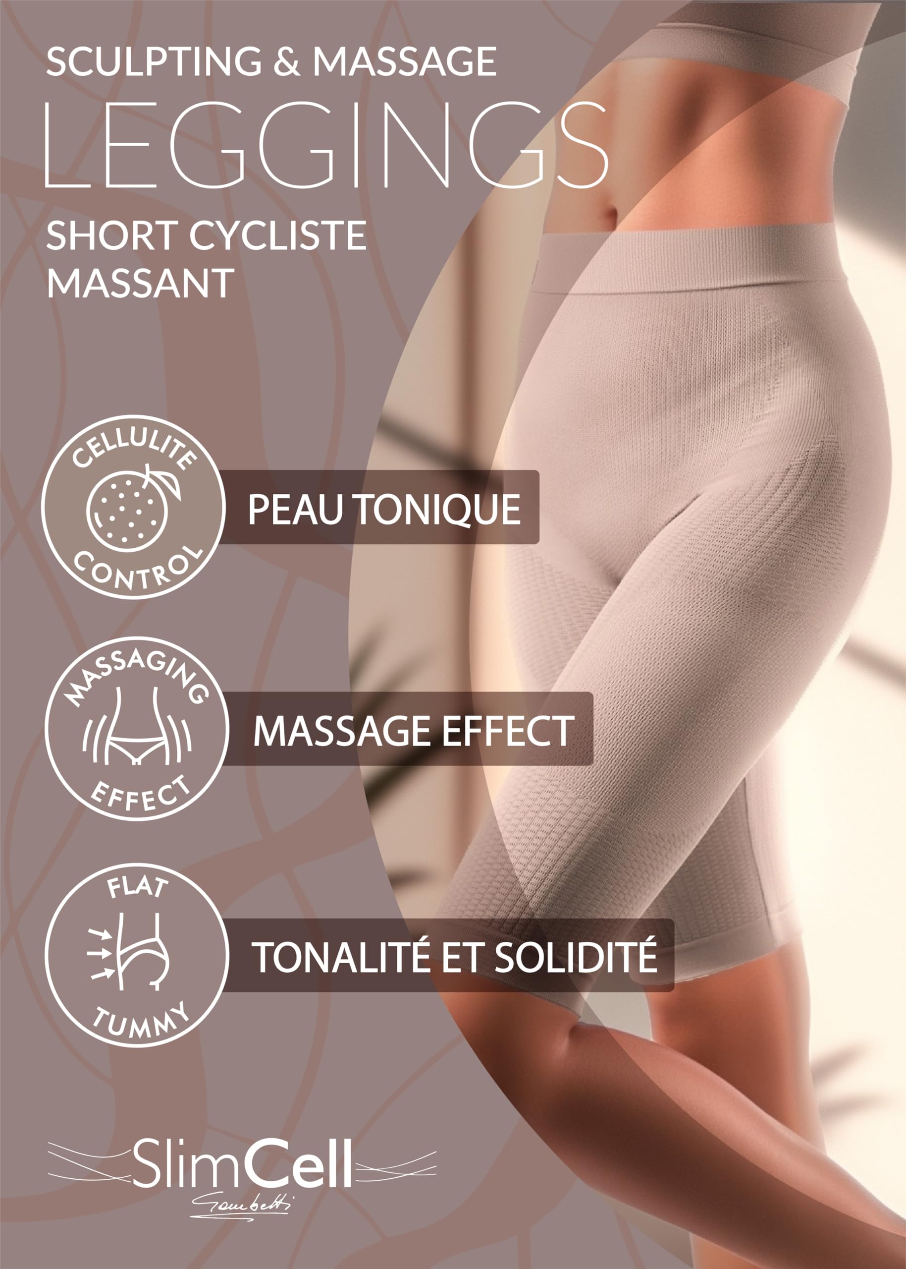 Short Gainant Femme Ventre Plat - Legging Anti-Cellulite, Panty Gainant Invisible, Gaine Amincissante en Microfibre Massante, Gaine Ventre Plat Maintien Fort - Made in Italy